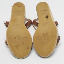 Pre Owned Gucci GG Marmont Size 36 Brown Leather Wedge Sandals