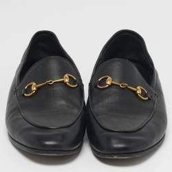 Pre Owned Gucci Jordaan Size 38.5 Black Leather Horse Bit Loafers