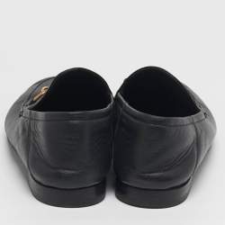 Pre Owned Gucci Jordaan Size 38.5 Black Leather Horse Bit Loafers