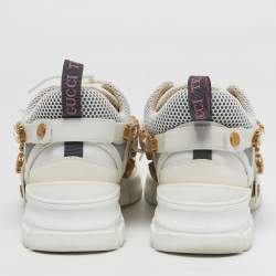 مملوكة مسبقًا Gucci Flashtrek Size 39 White/Grey Leather and Suede Lace Up Sneakers