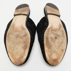 Pre Owned Gucci Princetown Size 41.5 Black GG Velvet Flat Mules