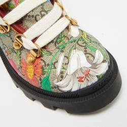 Pre Owned Gucci Size GG 35.5 Multicolor Floral Print Canvas Ankle Length Boots