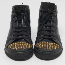 مملوكة مسبقًا حذاء رياضي غوتشي من أعلى مزين كالفورنيا جلد أسود مقاس 39