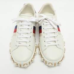 مملوكة مسبقًا حذاء رياضي غو تشي لوف إيس مرصع جلد أبيض مقاس 37