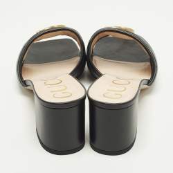 مملوكة مسبقًا صندل غوتشي مارمونت جلد مبطن أسود مقاس 39.5