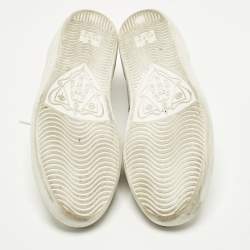 Pre Owned حذاء رياضي غوتشي جلد أبيض ونقشة جلد الأفعى أربطة مقاس 36