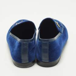 مملوكة مسبقًا Gucci Jordaan Size 37.5 Blue Leather and Velvet Loafers