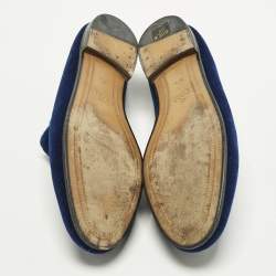 مملوكة مسبقًا Gucci Jordaan Size 37.5 Blue Leather and Velvet Loafers