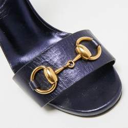 Pre Owned Gucci Horsebit Size 38 Metallic Leather Ankle Strap Sandals