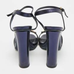 Pre Owned Gucci Horsebit Size 38 Metallic Leather Ankle Strap Sandals