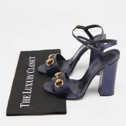 Pre Owned Gucci Horsebit Size 38 Metallic Leather Ankle Strap Sandals