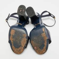 Pre Owned Gucci Horsebit Size 38 Metallic Leather Ankle Strap Sandals