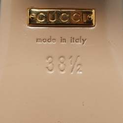 Pre Owned Gucci Ofelia Size 38.5 Black/Beige Snakeskin Embossed Leather and Suede Embellished Block Heel Pumps