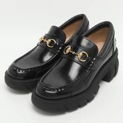Pre Owned Gucci Romance Horsebit Size 39 Black Leather Loafers