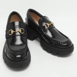 Pre Owned Gucci Romance Horsebit Size 39 Black Leather Loafers