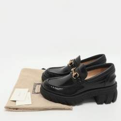Pre Owned Gucci Romance Horsebit Size 39 Black Leather Loafers