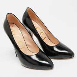 Pre Owned حذاء كعب عالٍ غوتشي بمقدمة مدببة جلد بني مقاس 37