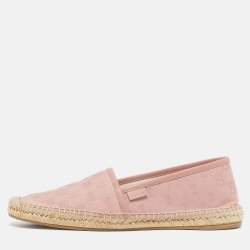 Pre Owned Gucci Size 39 Pink Canvas and Leather Espadrille Flats