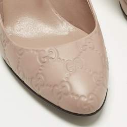 Pre Owned Gucci Guccissima Size 37.5 Pink Leather Horsebit Heel Pumps