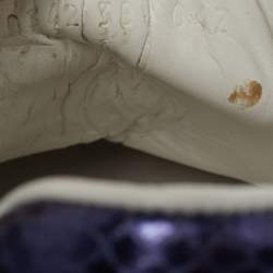 Pre Owned Gucci Ace Size 38.5 White Leather and Python Embossed Blind For Love Patch Low Top Sneakers