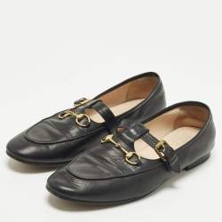 Pre Owned حذاء لوفرز غوتشي سليب أون تاليت هورسبيت جلد أسود مقاس 39.5