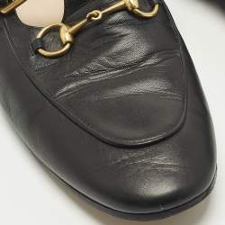 Pre Owned حذاء لوفرز غوتشي سليب أون تاليت هورسبيت جلد أسود مقاس 39.5