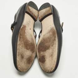 Pre Owned حذاء لوفرز غوتشي سليب أون تاليت هورسبيت جلد أسود مقاس 39.5