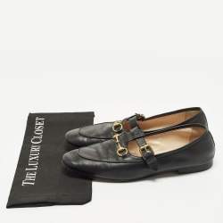 Pre Owned حذاء لوفرز غوتشي سليب أون تاليت هورسبيت جلد أسود مقاس 39.5