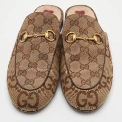 مملوكة مسبقًا Gucci Princetown Horsebit Size 39 Beige Jumboo GG Canvas Mules