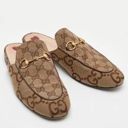 مملوكة مسبقًا Gucci Princetown Horsebit Size 39 Beige Jumboo GG Canvas Mules