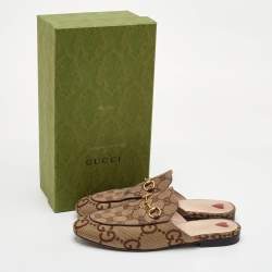 مملوكة مسبقًا Gucci Princetown Horsebit Size 39 Beige Jumboo GG Canvas Mules