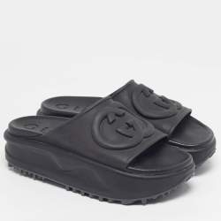 Pre Owned Gucci Interlocking G Size 35 Black Rubber Pool Slide