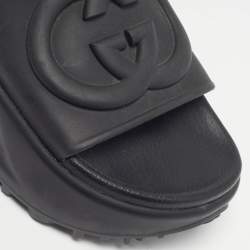 Pre Owned Gucci Interlocking G Size 35 Black Rubber Pool Slide