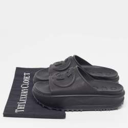 Pre Owned Gucci Interlocking G Size 35 Black Rubber Pool Slide