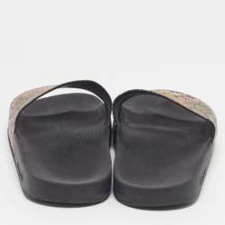 مملوكة مسبقًا Gucci Bengal Tiger Size 40 Multicolor GG Supreme Canvas Flat Slide Sandals