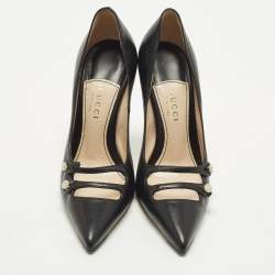 Pre Owned Gucci Aneta Size 35 Black Leather Pumps