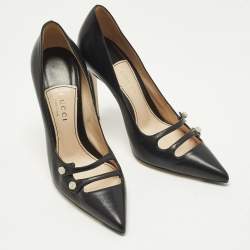 Pre Owned Gucci Aneta Size 35 Black Leather Pumps