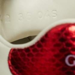 Pre Owned حذاء رياضي غوتشي جلد أبيض ونقشة جلد الأفعى أربطة مقاس 36