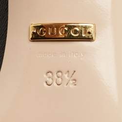 مملوكة مسبقًا Gucci Slyvie Size 38.5 Black Leather Web Slingback Pumps