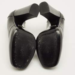 Pre Owned Gucci Horsebit Size 38 Black Leather Block Heel Loafer Pumps