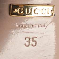 مملوكة مسبقًا حذاء كعب عالي غوتشي كولين جلد أسود حجم 35 بحزام مزين بالجواهر