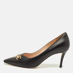 Pre Owned Gucci zumi Size 39 Black Leather Pointed Toe Pumps