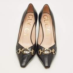 Pre Owned Gucci zumi Size 39 Black Leather Pointed Toe Pumps