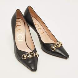 Pre Owned Gucci zumi Size 39 Black Leather Pointed Toe Pumps