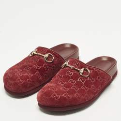 Pre Owned خيول غوتشي مسطحة قماش كانفاس جي جي سوبريم وبني/بيج وجلد مقاس 37.5