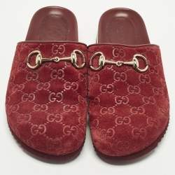 Pre Owned خيول غوتشي مسطحة قماش كانفاس جي جي سوبريم وبني/بيج وجلد مقاس 37.5