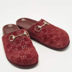 Pre Owned خيول غوتشي مسطحة قماش كانفاس جي جي سوبريم وبني/بيج وجلد مقاس 37.5