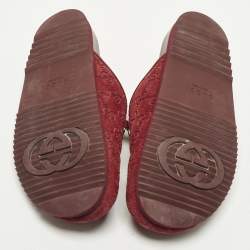 Pre Owned خيول غوتشي مسطحة قماش كانفاس جي جي سوبريم وبني/بيج وجلد مقاس 37.5