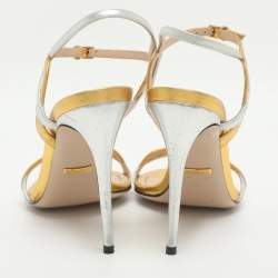 Pre Owned Gucci Size 37 Metallic Leather Ankle Strap Sandals