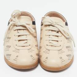 مملوكة مسبقًا Gucci Falacer Invite Print Size 36.5 Beige Leather Low Top Sneakers